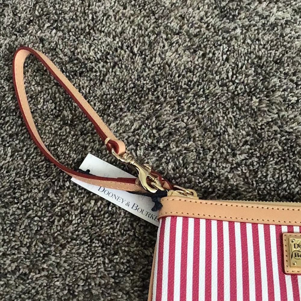 Dooney & Bourke pink & white striped bag/wristlet. New with tags. - Picture 5 of 9